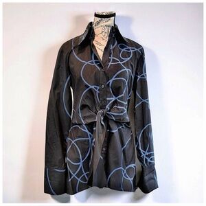 Couleur by Finley Abstract Print Tie Waist Shirt Dress | Button Front | 10